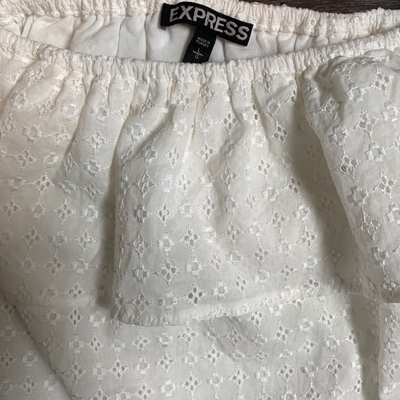 Express Off Shoulder White Eyelet Lace Top L - Picture 2 of 4